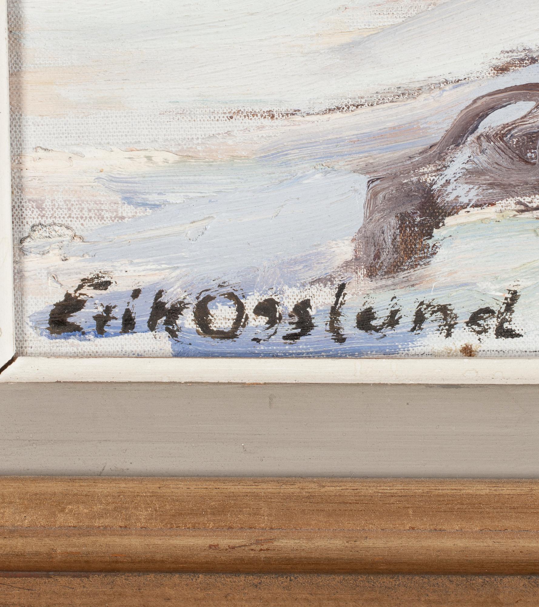 ERIK OSSLUND, olja på pannå, signerad.