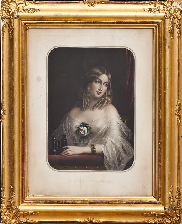 GRAVYRER, 2 st, kolorerade. 1800-talets mitt.