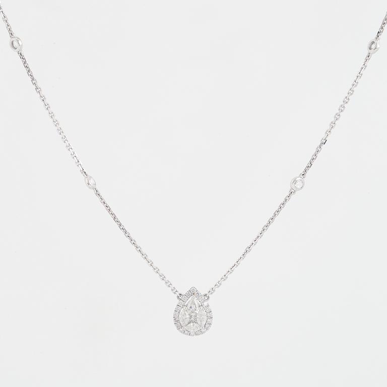 COLLIER, droppformad med diamanter i olika slipformer.