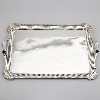 A Russian 19th century silver tray, mark of Gustav Lindroos, Moscow 1826.