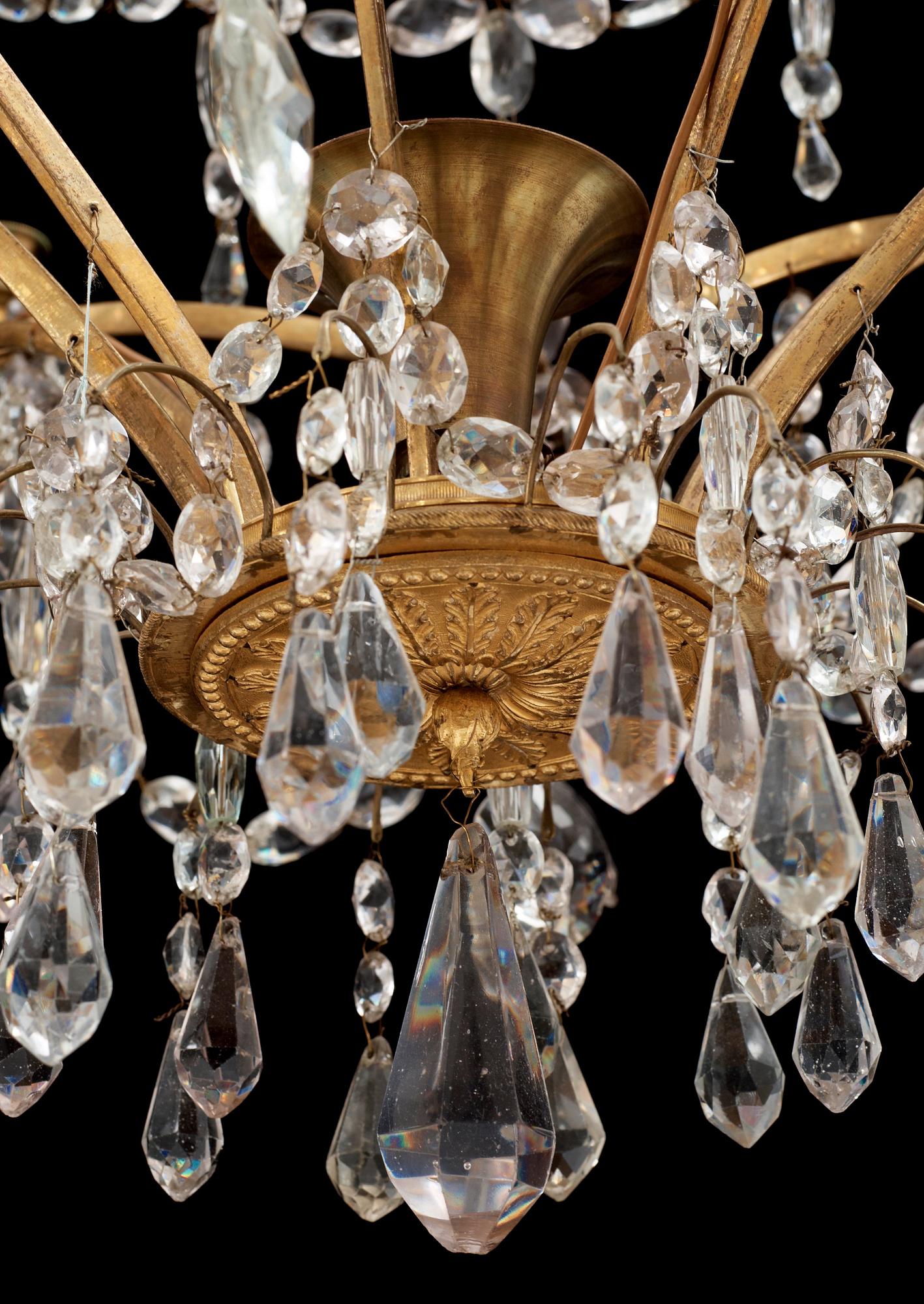 A North European circa 1800 eight-light chandelier.