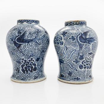 A pair of Kangxi style vases, China, 19th century.