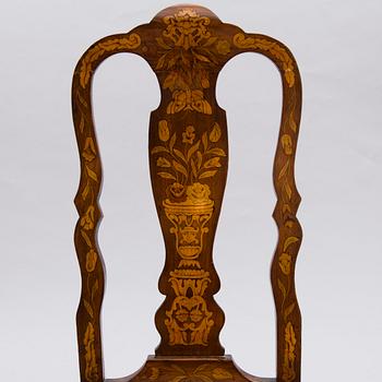 A pair of Dutch 19th Century chairs with inlays.