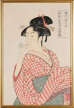 OKÄND KONSTNÄR, 2 st, kolorerade träsnitt, Japan, 1800-/1900-tal.