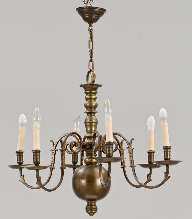 LJUSKRONA, mässing, barockstil, 1900-tal. H 85.