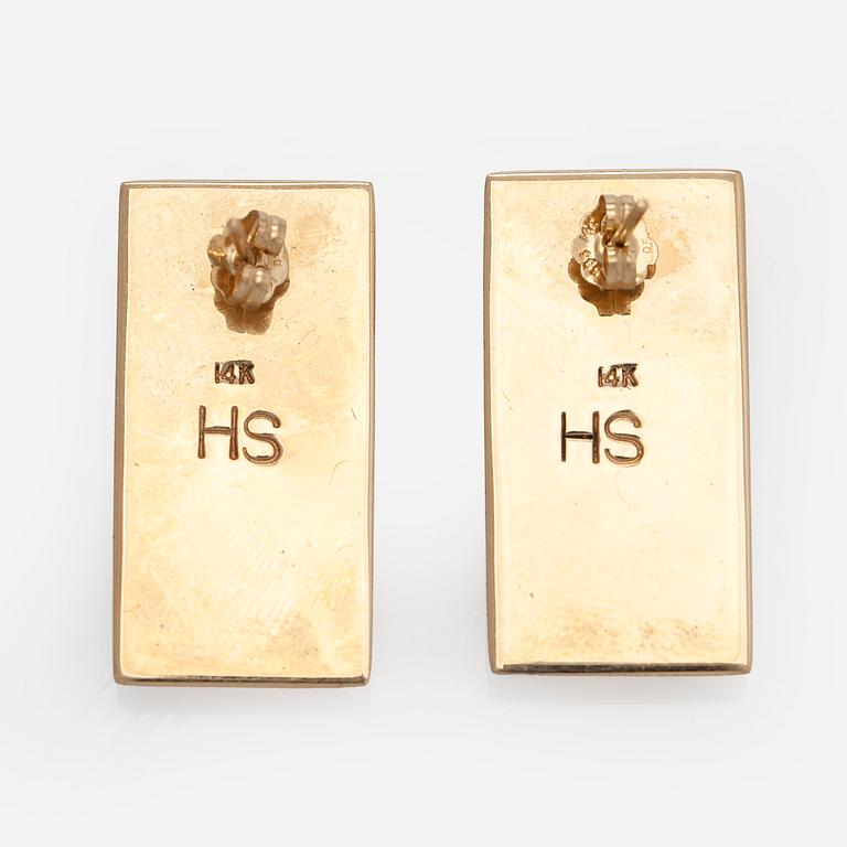 Pendant and earrings, 14K gold, Navajo.