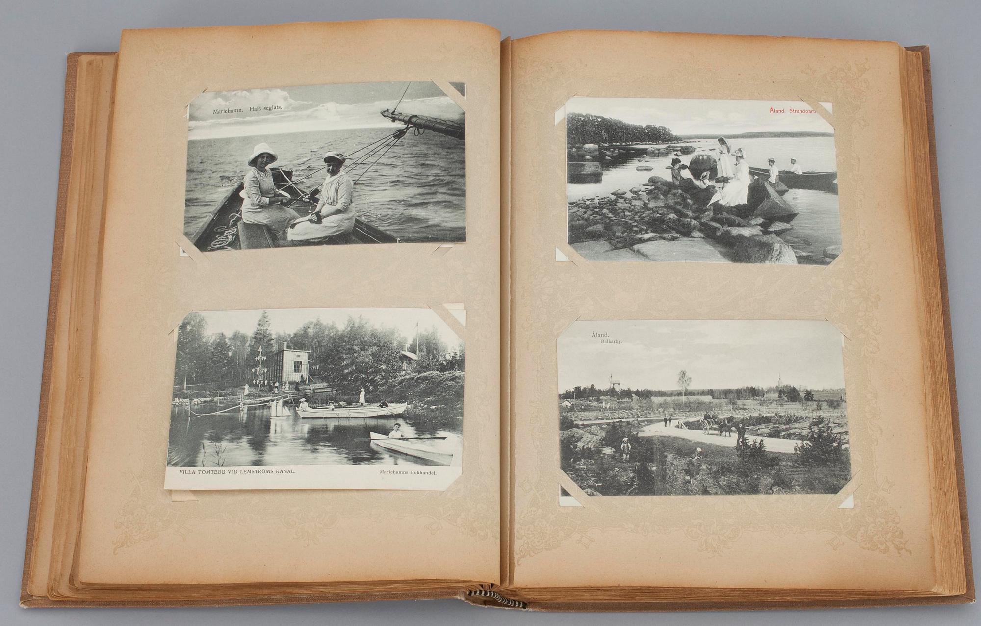 VYKORTSALBUM, ca 168 kort samt FOTOGRAFIER 10 st, motiv från Åland, 1900-talets början.