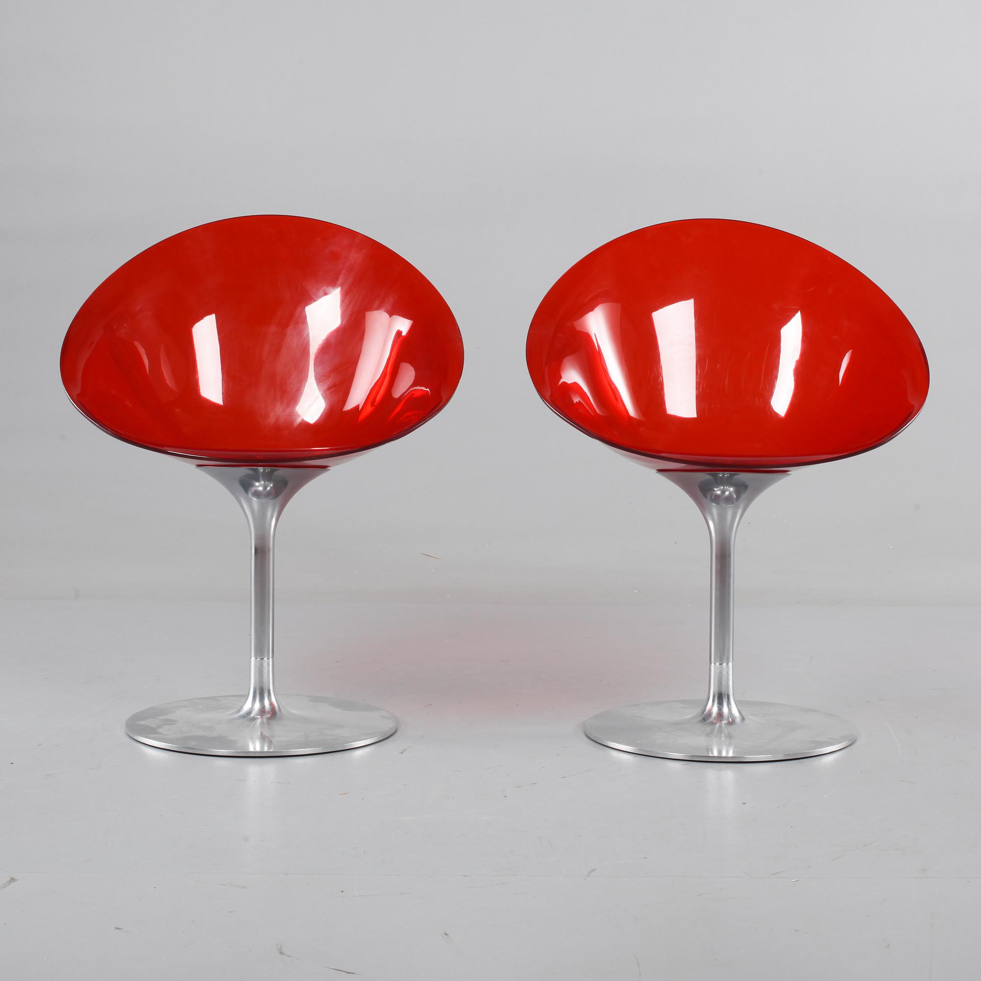 STOLAR, 2 st. "Eros", Philippe Starck för Kartell, Italien, 1900-/2000-tal.