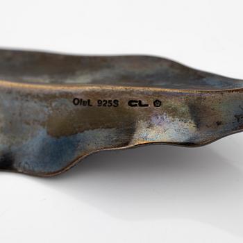 Ole Lynggaard, Chain with pendant, oxidised silver with leaf-shaped pendants, designed by Charlotte Lynggaard.