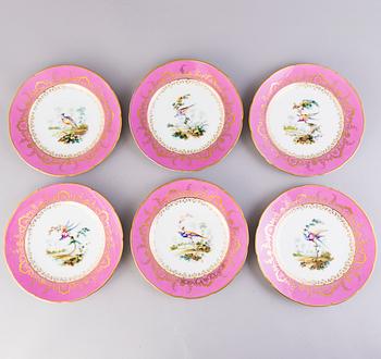 Six French mid-19th Century porcelain dishes.