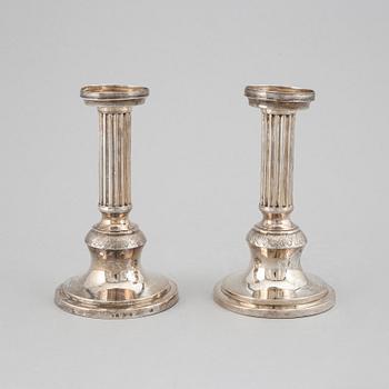 Michael Olof Barkman, a pair of silver empire candlesticks, Varberg 1826.