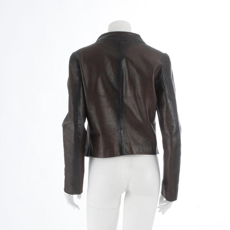 MARTIN MARGIELA, a dark brown leather jacket, size 42.