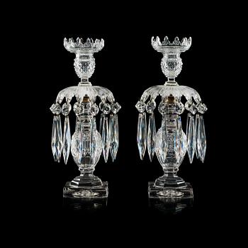 684. A pair of cut glass candlesticks, England/Irland, 19th Century.
