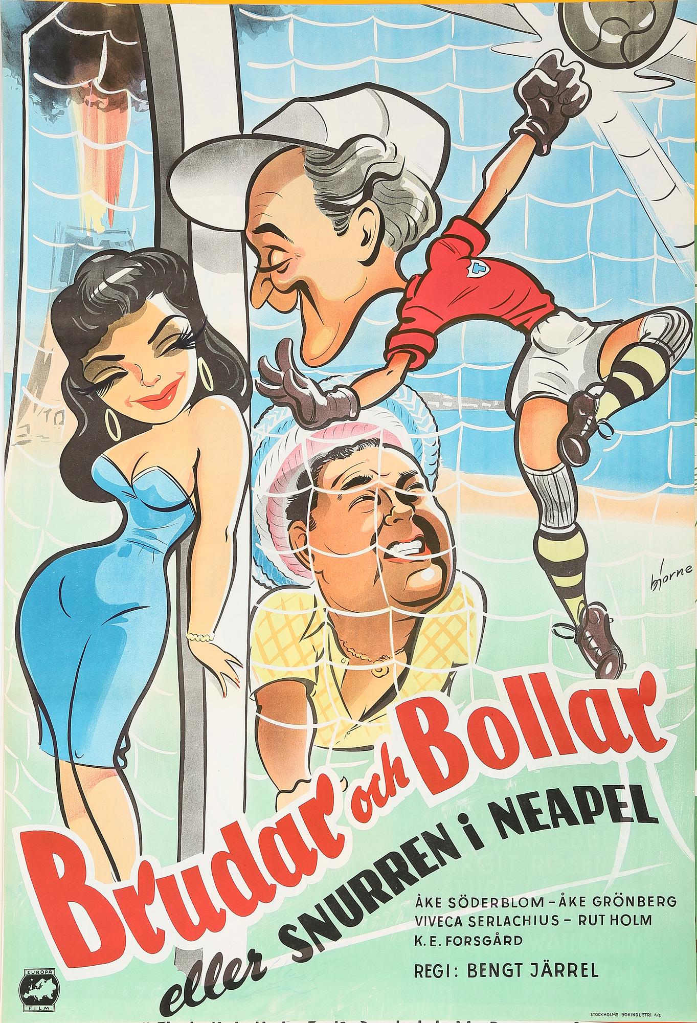 FILMAFFISCH, litografiskt tryck, "Brudar och Bollar".