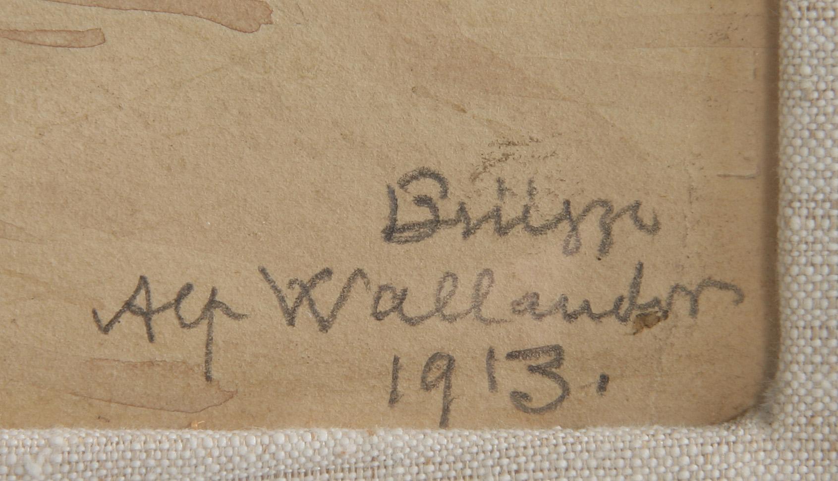 ALF WALLANDER, akvarell, sign samt dat 1913.