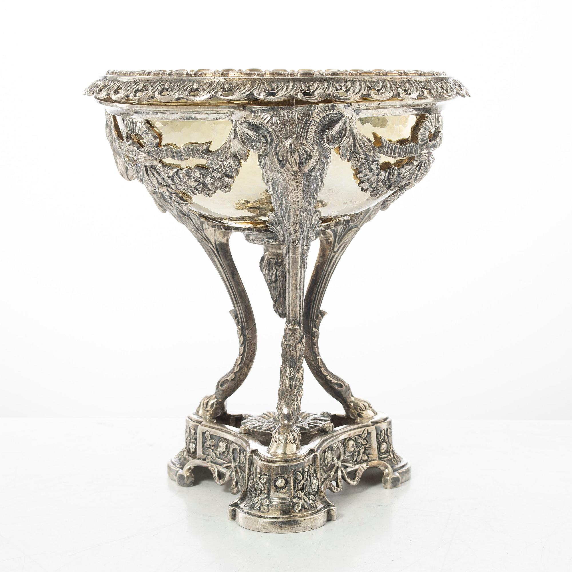 Praktskål, silver, empirestil, 1900-tal.
