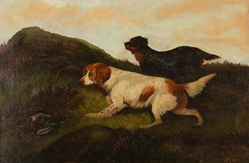 English school, 20th century, Hunting dogs.