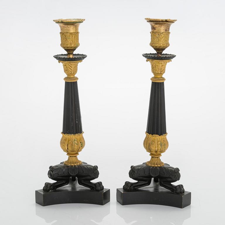 A pair of late Empire period candelabras, circa 1840.