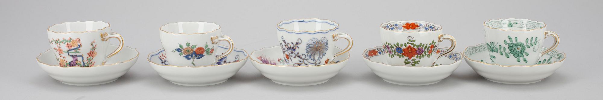 KOPPAR med FAT, 5 st, Meissen, stämpel 1934-72.