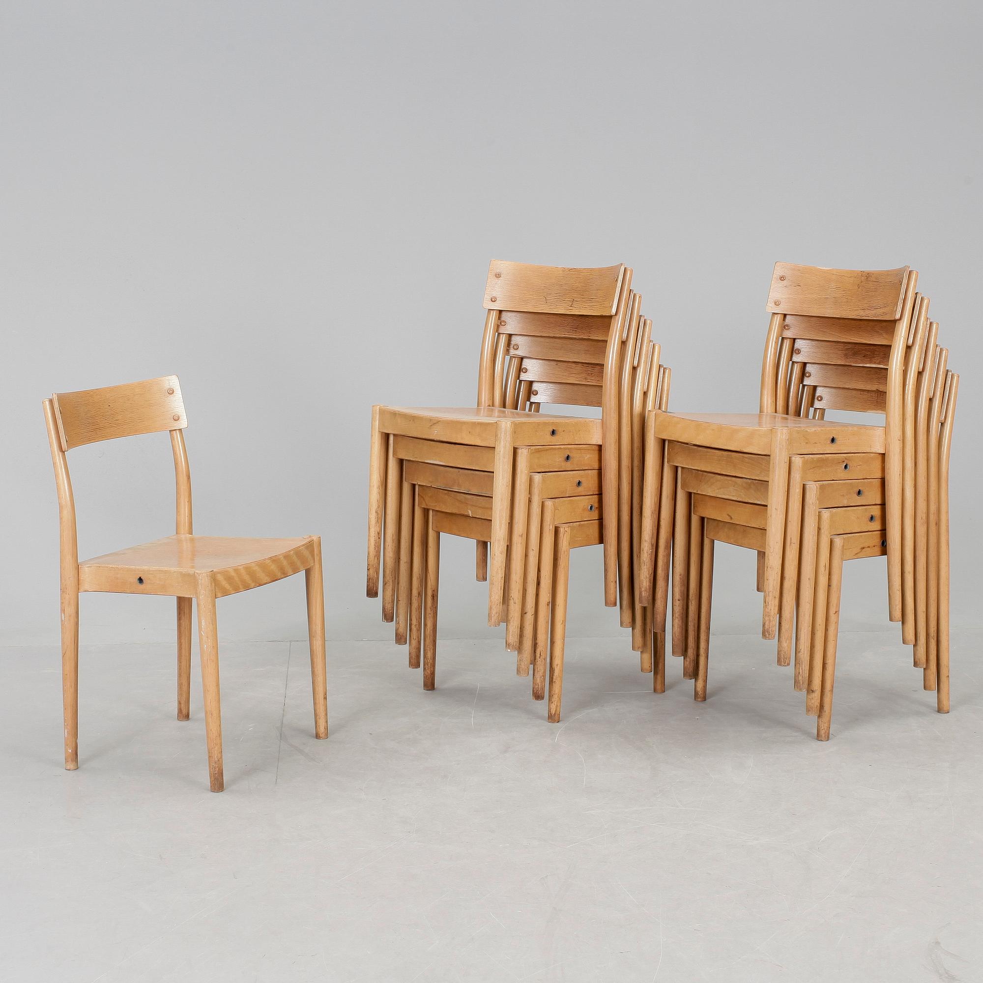 STOLAR, 11 st, stapelbara, sannolikt Fritz Hansen, 1900-talet andra hälft.