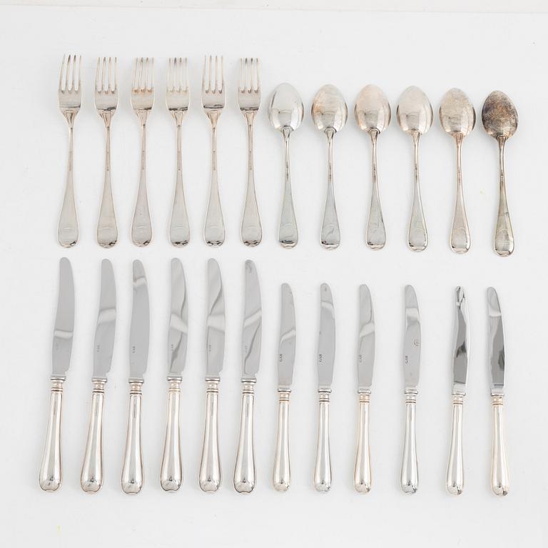 Guldsmedsaktiebolaget, cutlery, 24 pieces, silver 830/1000, model "Svensk rund", Eskilstuna 1996.