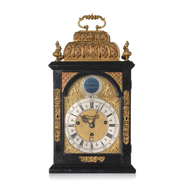 A Queen Anne ebonized and brass-mounted bracket clock marked 'Markwick London', circa 1700.