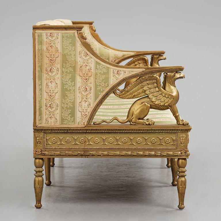 A late Gustavian sofa attributed to E. Ståhl (master in Stockholm 1794-1820).
