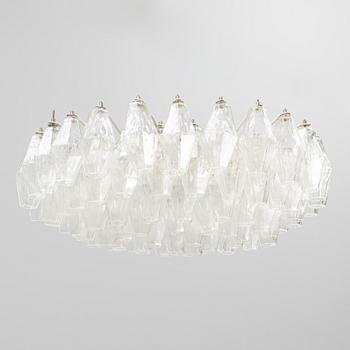 Carlo Scarpa, a 'Polyhedra' nine-light chandelier from Venini, Murano, 1950's/60's.