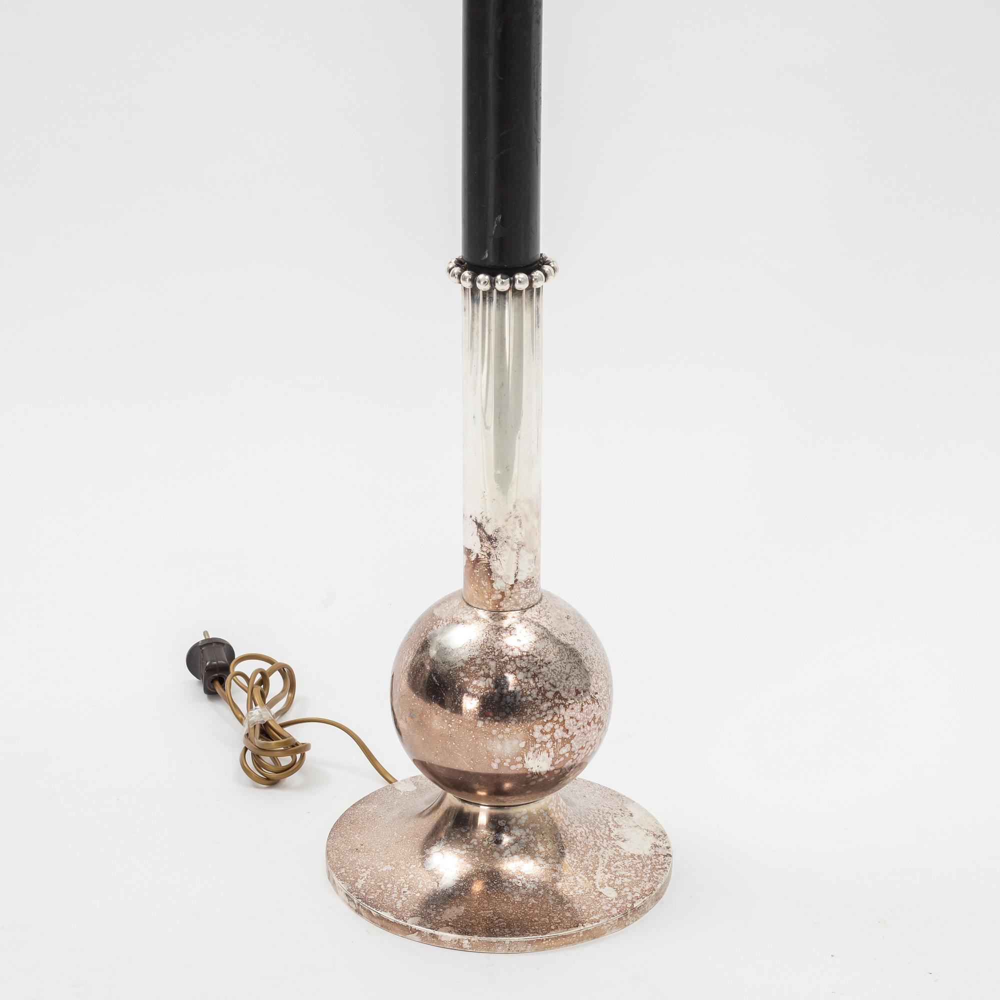 Elis Bergh, a Swedish Grace silver plated floor lamp, C.G Hallberg, Stockholm 1920s-1930s.