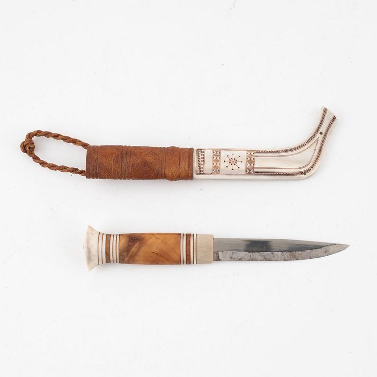 Göte Lindh, half-horn knife, Tärnaby, signed.