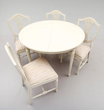 MATGRUPP, 5 delar, gustaviansk stil, 1900-talets andra hälft.