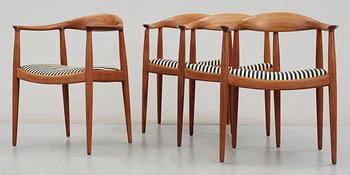 STOLAR, 4 st, "The Chair" Hans J Wegner, Johannes Hansen, Danmark, 1900-talets mitt.