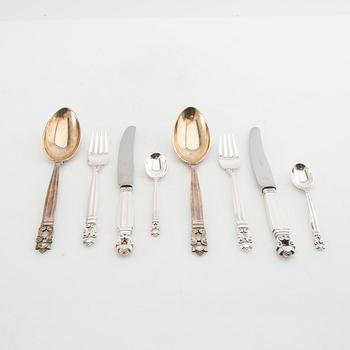 Johan Rohde, bestick  39 dlr "Konge/Achorn" sterlingsilver för Georg Jensen efter 1945.