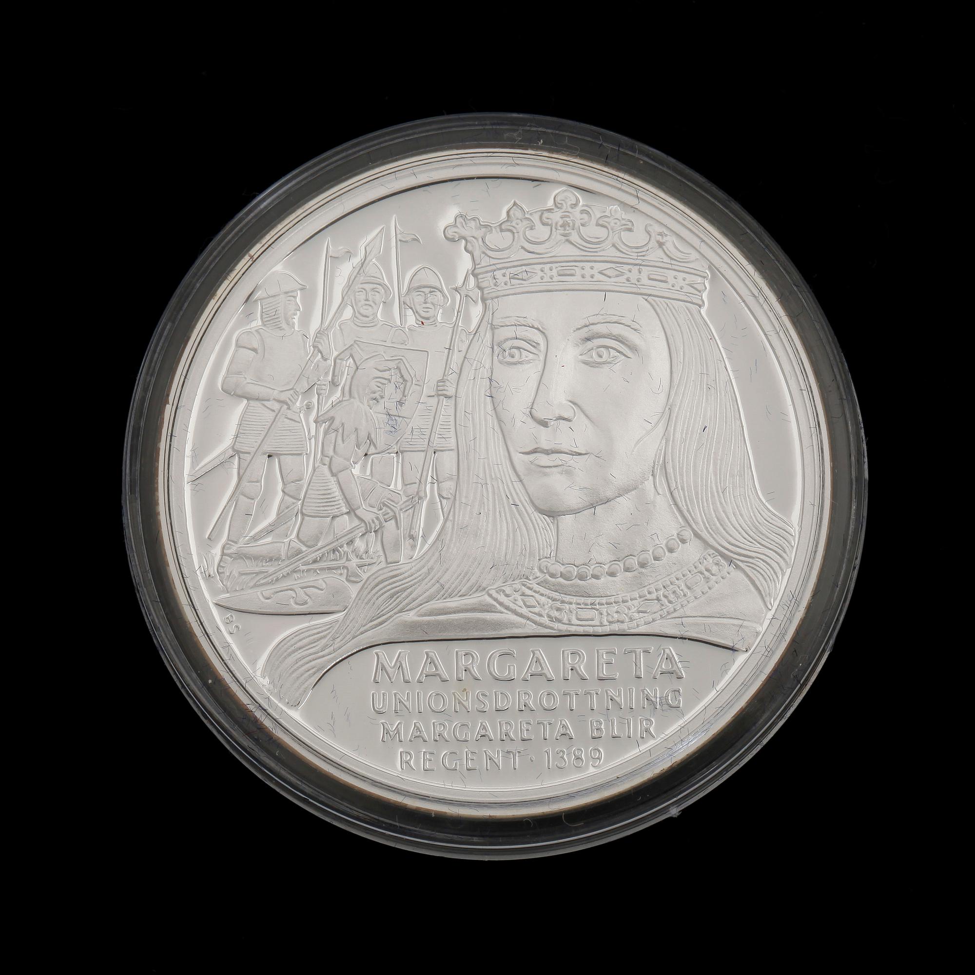 MINNESMYNT, 35 st, sterlingsilver, "Sveriges regenter", ca 945 g.