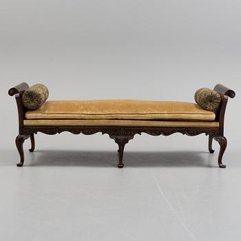 A rococo style chaise longue, about 1900.