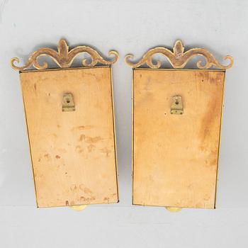 Lars Holmström, mirror sconces, a pair, Swedish Grace, Lars Holmström Company, Arvika, 1920s/30s.