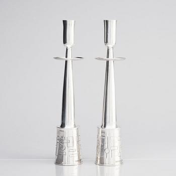 Claës Giertta, a pair of silver candlesticks, Stockholm 1960.