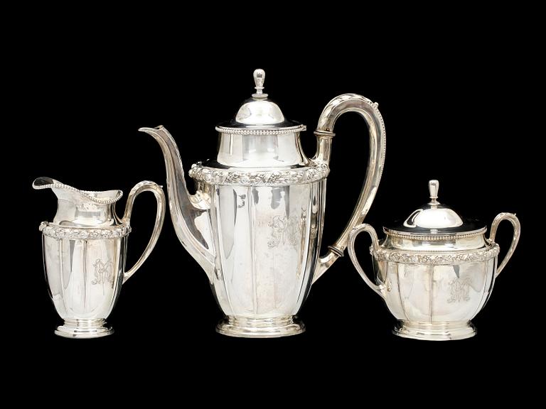 KAFFESERVIS, silver, 3 delar. G Dahlgren, Malmö 1916-17. Vikt 1.120.