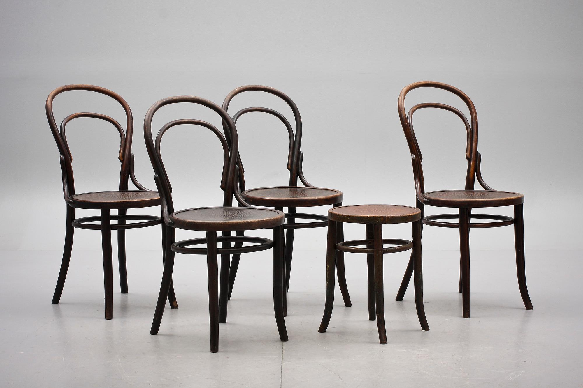 STOLAR, 4 st och PALL, Thonet, omkr 1900.