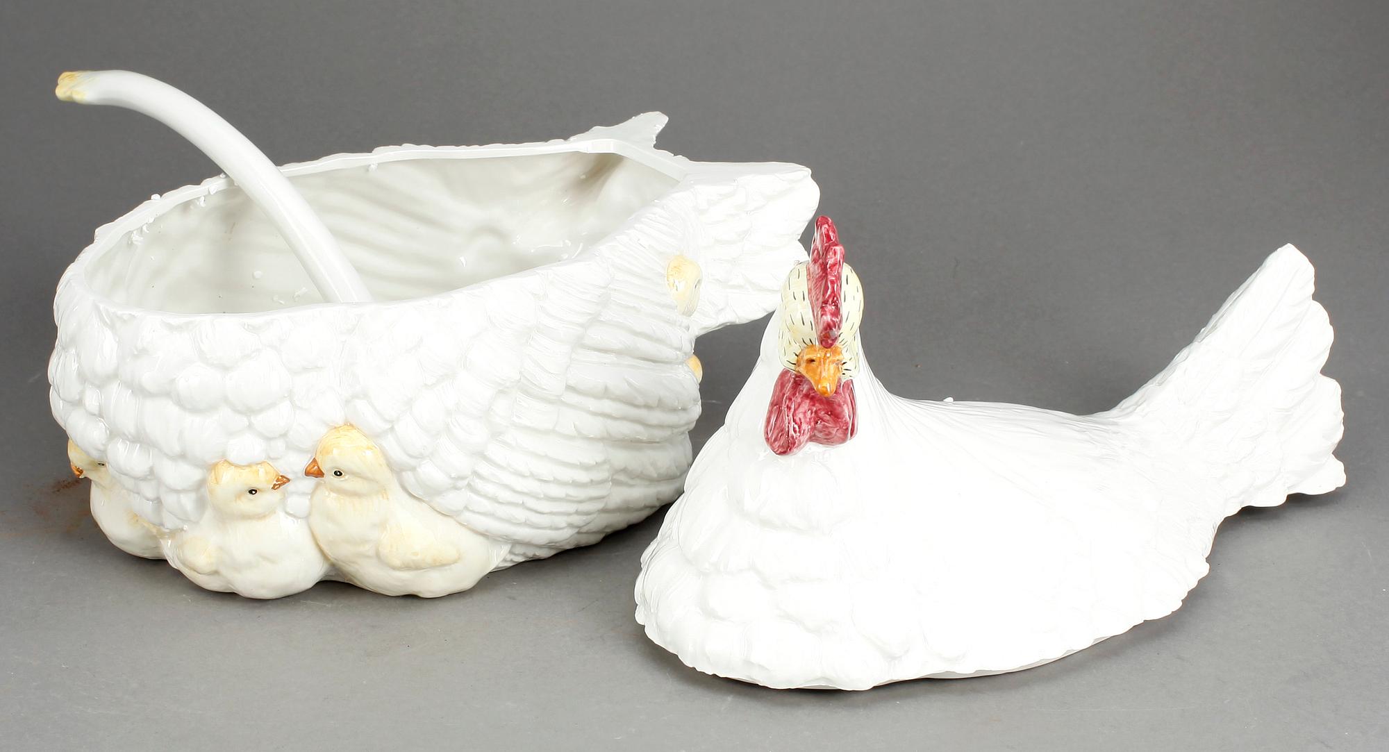 ÄGGHÖNA med SLEV samt KYCKLINGAR, 10 delar, flintgods, 1900-tal.