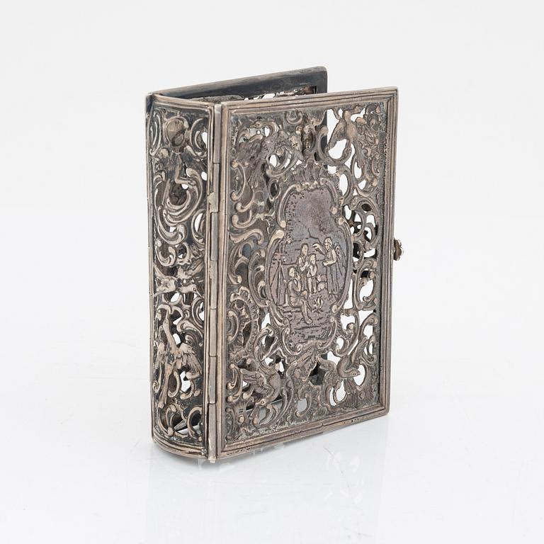 A silver book cover, 18th/19th Century.