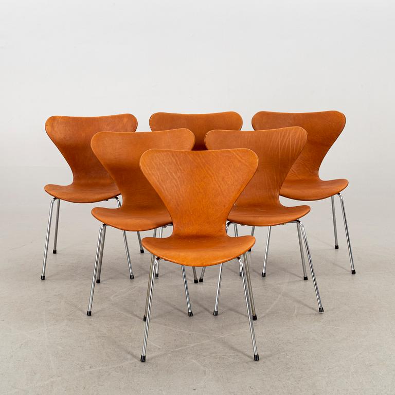 ARNE JACOBSEN, stolar 6 st, "Sjuan", Fritz Hansen, Danmark.