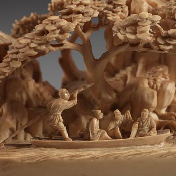 A large Ivory carving, late Qing dynasty.
