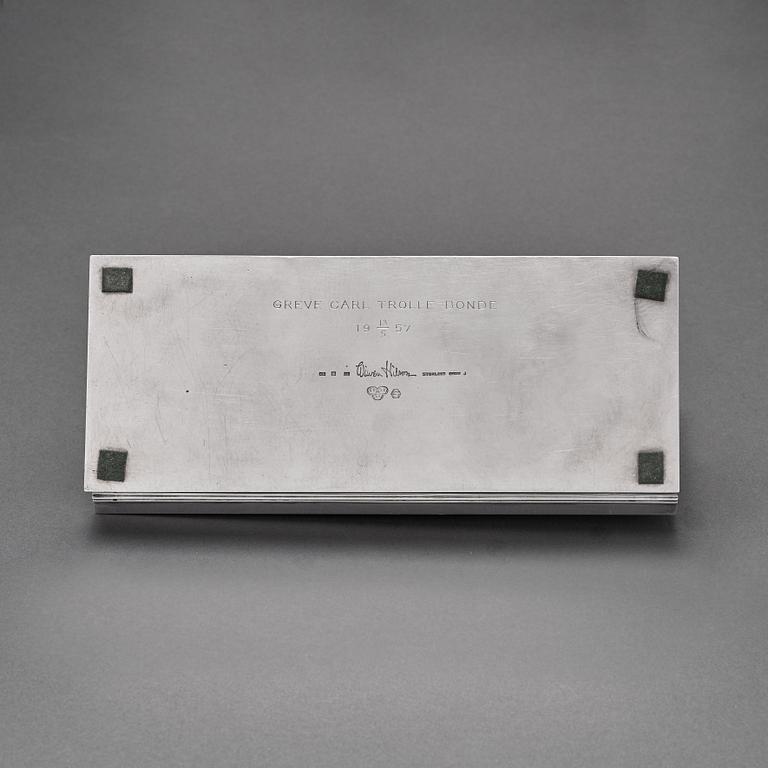 Wiwen Nilsson, etui, Lund 1956, sterling med emblem förgyllt i två färger.