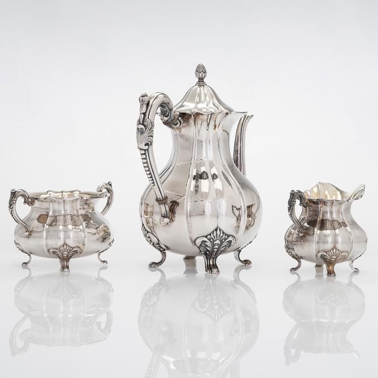 A three-piece silver coffee set, Kultakeskus, Hämeenlinna 1930.