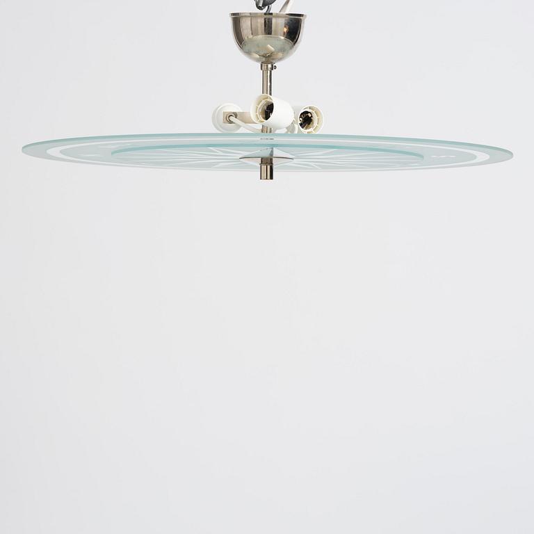 Simon Gate, a ceiling lamp model GD 652, Orrefors, 1930s.