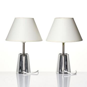 Carl Fagerlund, a pair of table lamps model "RD 1635", Orrefors, 1950s-60s.