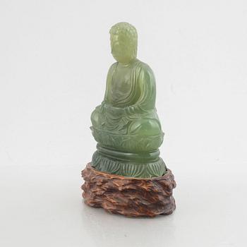 A sculptured bowenite figure of buddha, 20th century.