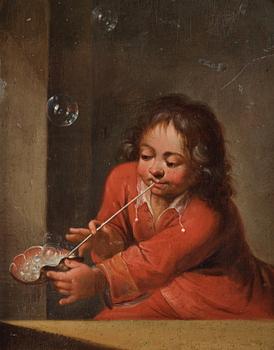 Franz van Mieris II Circle of, Boy blowing soap bubbles.