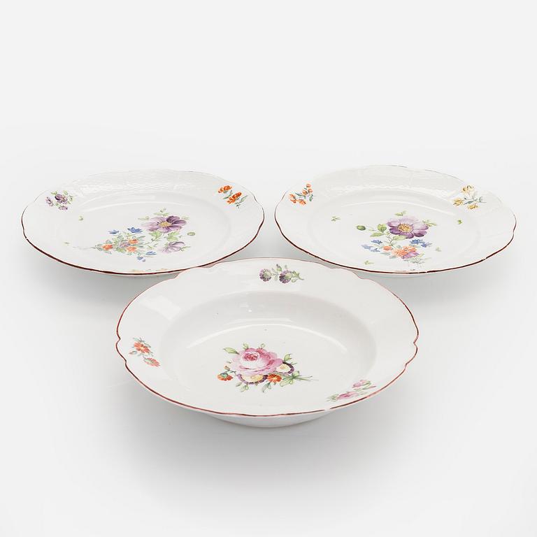Three porcelain plates, by the Imperial Porcelain Factory in Saint Petersburg, period of Paul I 1796-1801.